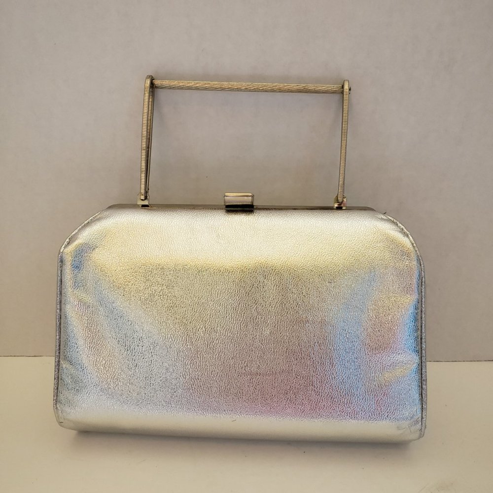 Vintage Silver Handbag with Silver Trim and Handle